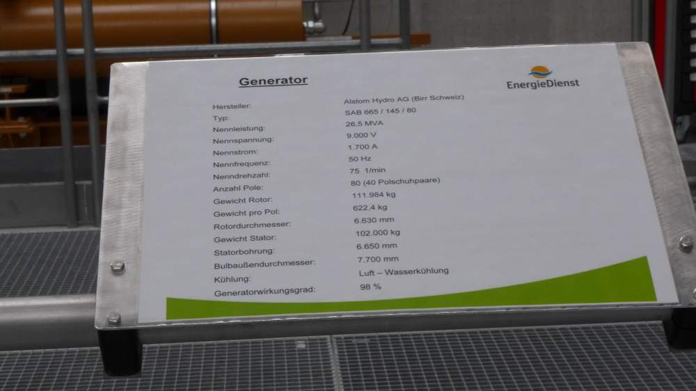 Der Generator im Wasserkraftwerk Rheinfelden: Wirkungsgrad liegt bei 98 Prozent.
