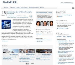 Das Daimler Blog im September 2012: magazinig, dialogorientiert, renommiert