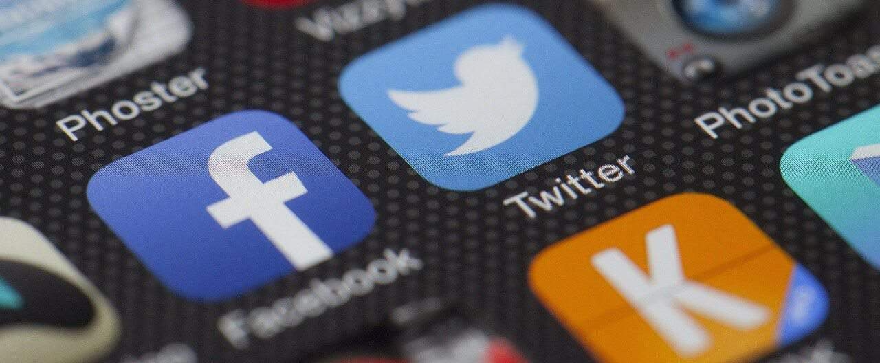 Smartphone Display Twitter Logo Facebook Logo