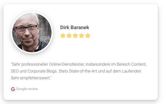 Google-Rezension als Widget auf Website Screenshot: Google-Rezension als Widget auf Website