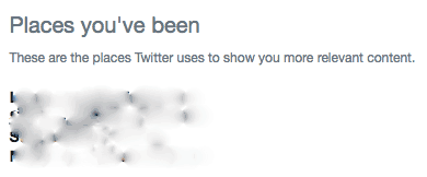 List of places you have been within Twitter