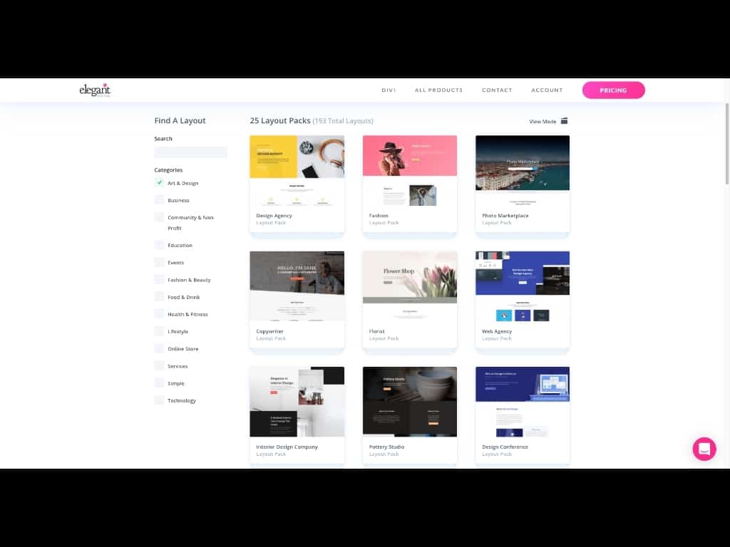 Screenshot: Design Divi Layout Packs