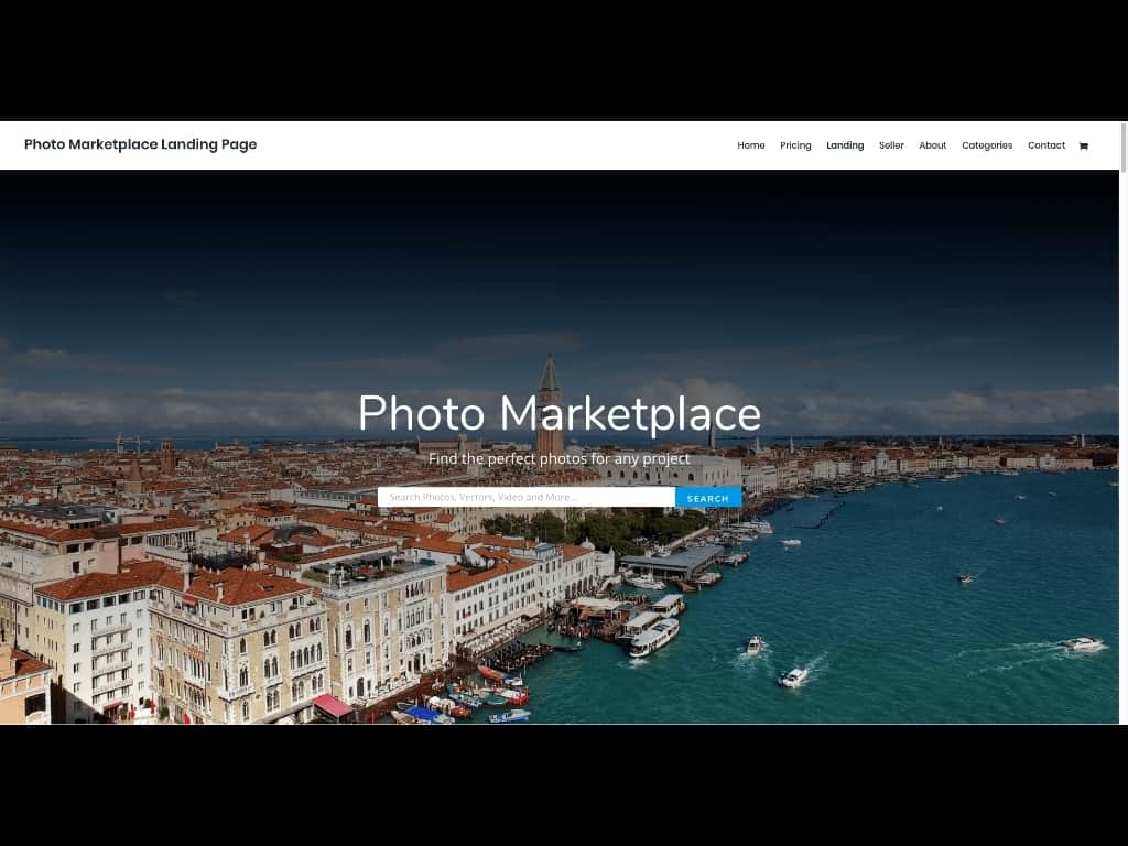 Divi Theme Templates for creating a website for free are available for every imaginable area. Here is a template for a photo marketplace.